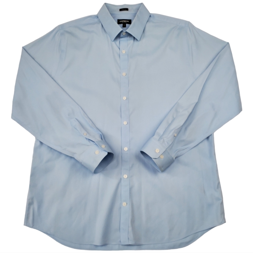Men's Express Light Blue, Long Sleeve Button Down Dress Shirt. XL Extra Slim